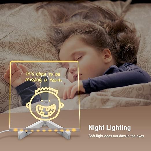 3D Acrylic Writing Board with Pen & Light, LED, Rewritable Acrylic Message board with stand, Dry Erase Board with 14 Pen for Note/Message/Memo for Home, Offices