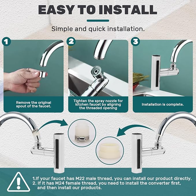 Combo - 4 in 1 - 360° Waterfall Kitchen Faucet Extender  + Mini Portable Mop for Kitchen, Floor, Glass, Car & More