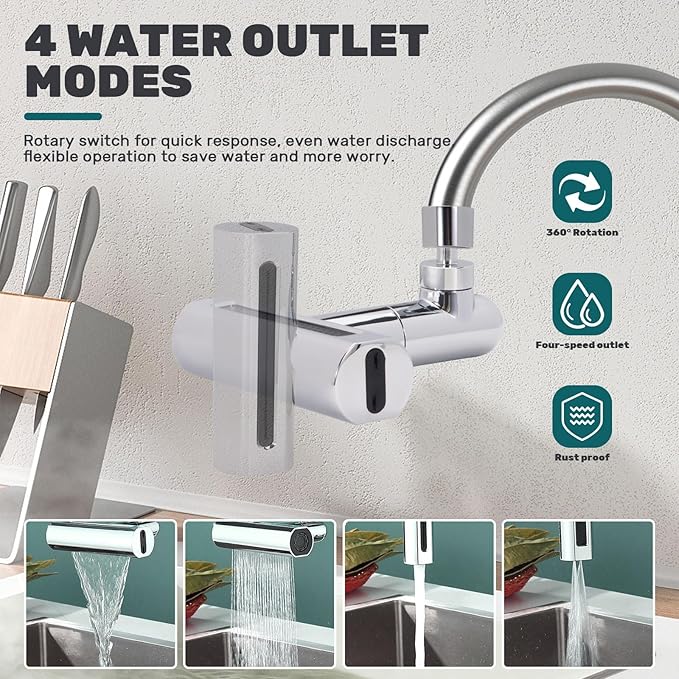 Combo - 4 in 1 - 360° Waterfall Kitchen Faucet Extender  + Mini Portable Mop for Kitchen, Floor, Glass, Car & More